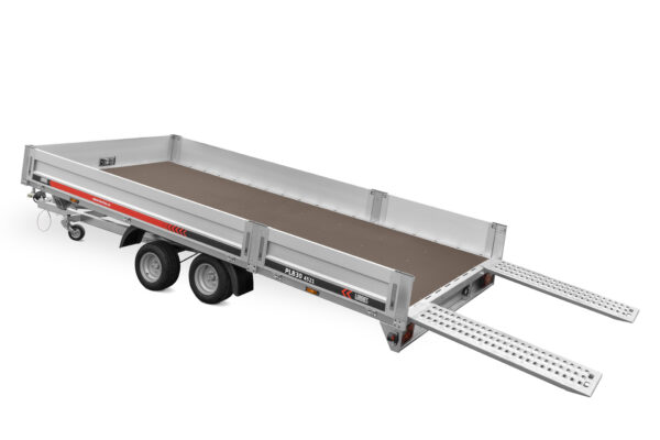 przyczepa laweta z burtami aluminiowymi dmc 3000 kg 4,5 metra najazdy wysunięte